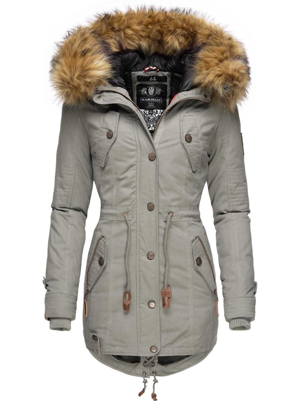 Marikoo Wintermantel Damen Baumwolle grau, XS