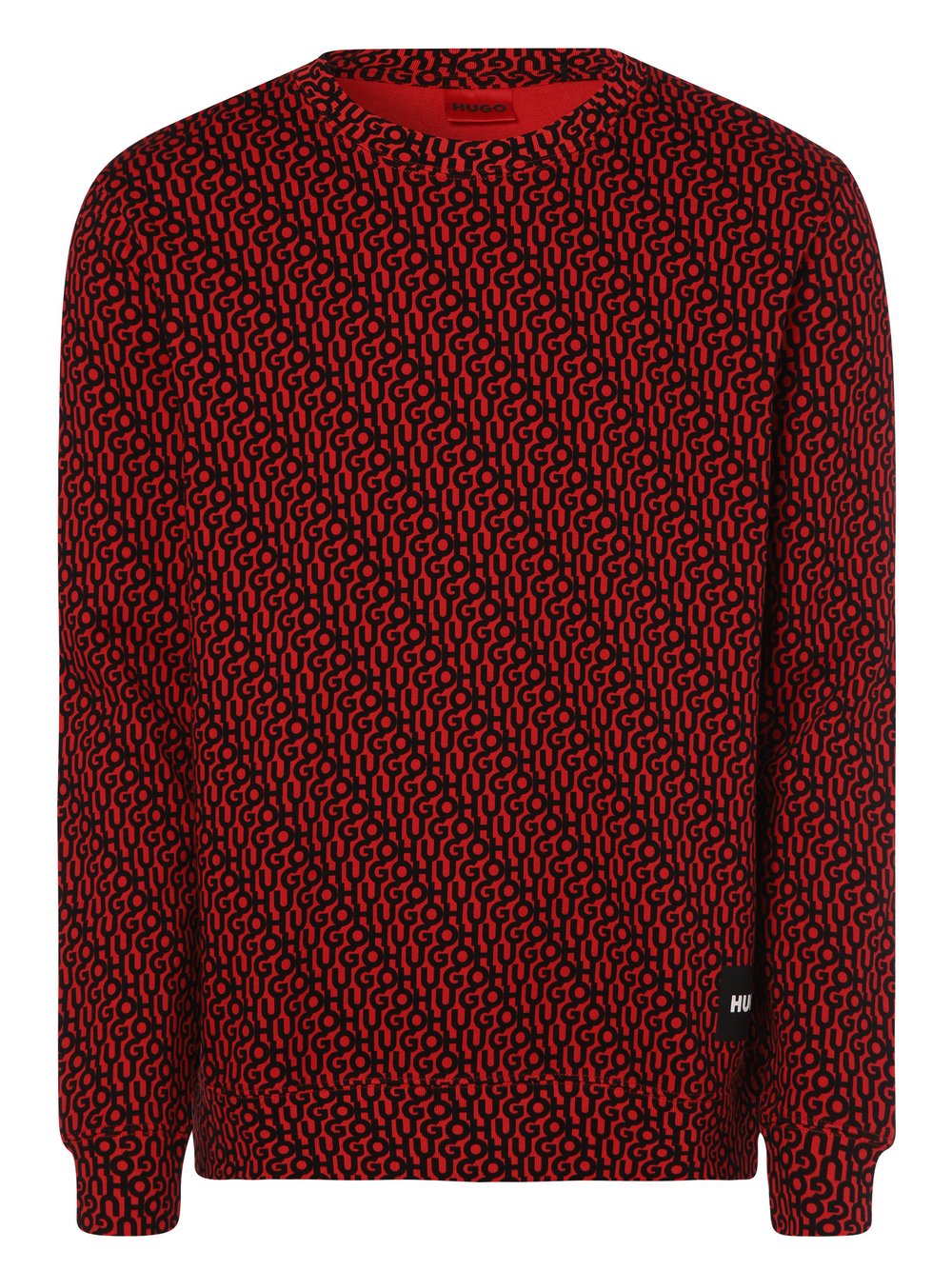 HUGO - Męska bluza nierozpinana – Donnery, czerwony|czarny|wielokolorowy