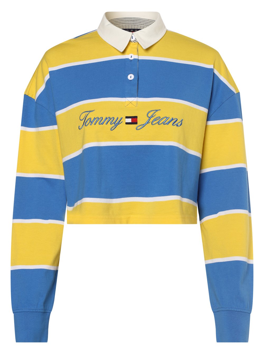 Tommy Jeans - Damska koszulka polo, niebieski|wielokolorowy