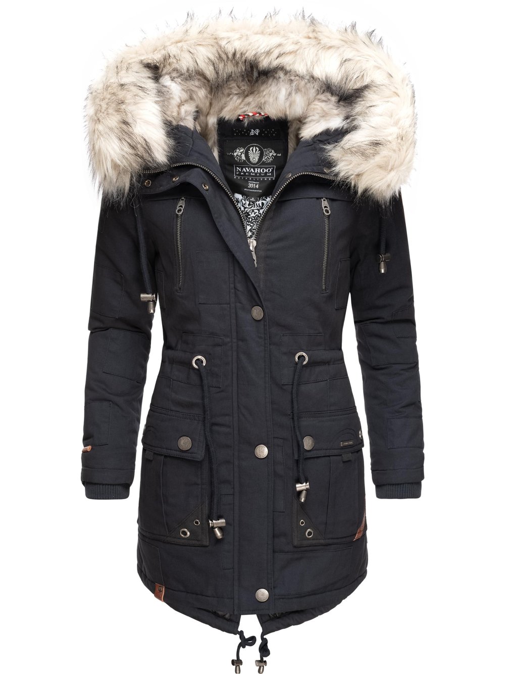 Navahoo Wintermantel Damen Baumwolle blau, XS