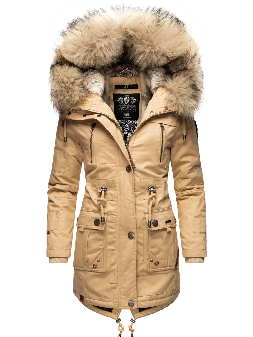 Navahoo Wintermantel Damen Baumwolle beige, S