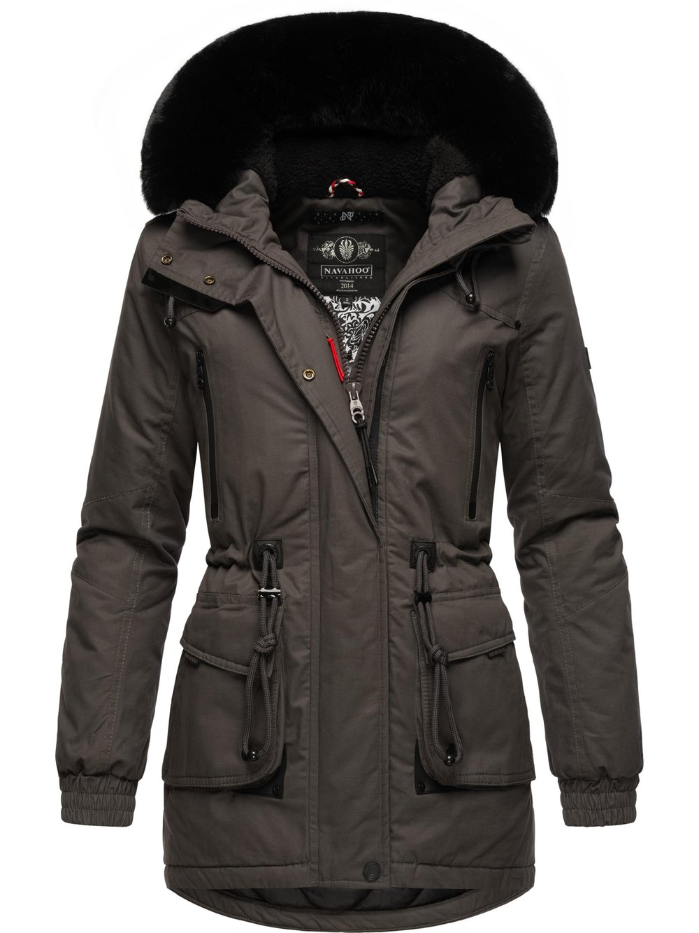 Navahoo Wintermantel Damen Baumwolle schwarz, XL