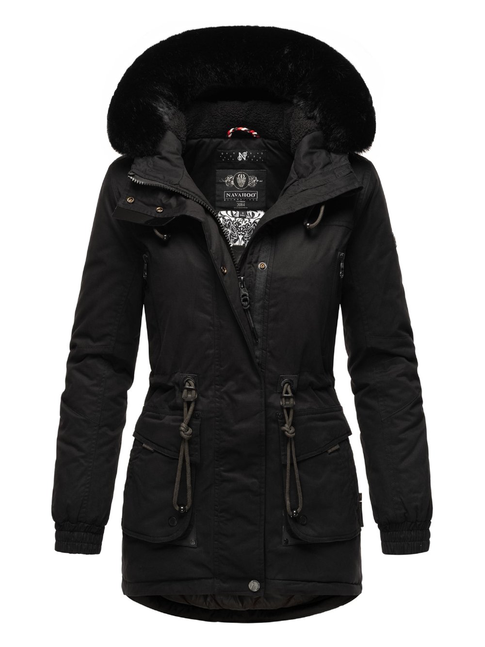 Navahoo Wintermantel Damen Baumwolle schwarz, S