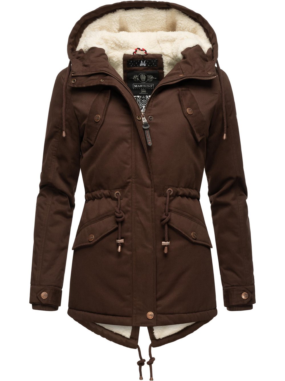 Thumbnail - Marikoo Winterjacke Damen Baumwolle braun, S