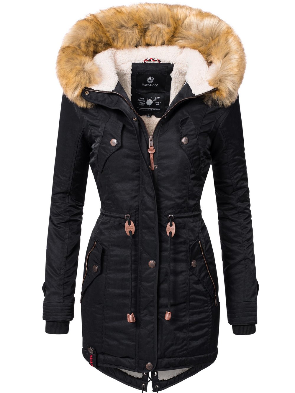 Navahoo Wintermantel Damen schwarz, XXXL