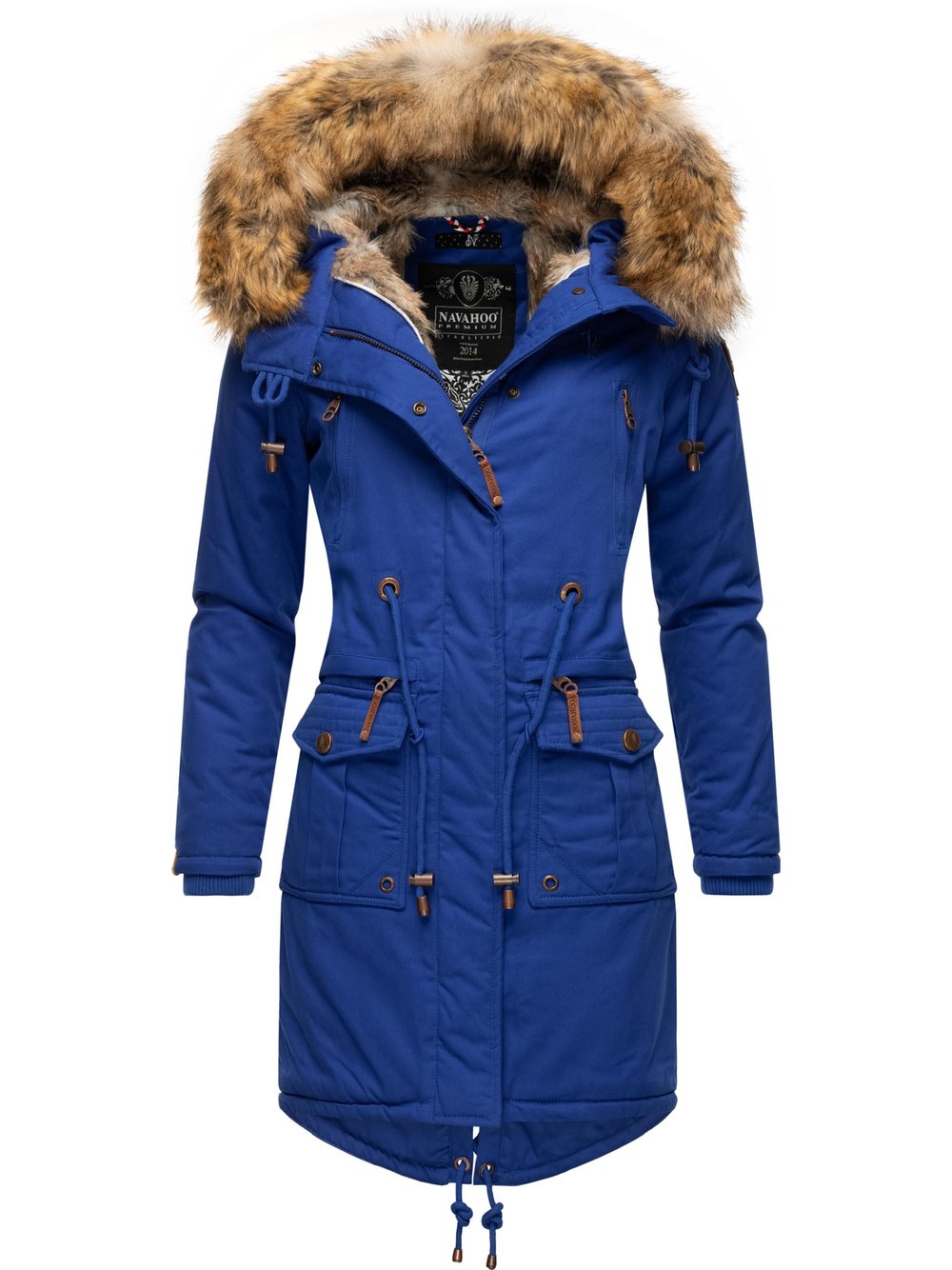 Navahoo Wintermantel Damen Baumwolle blau, XXL