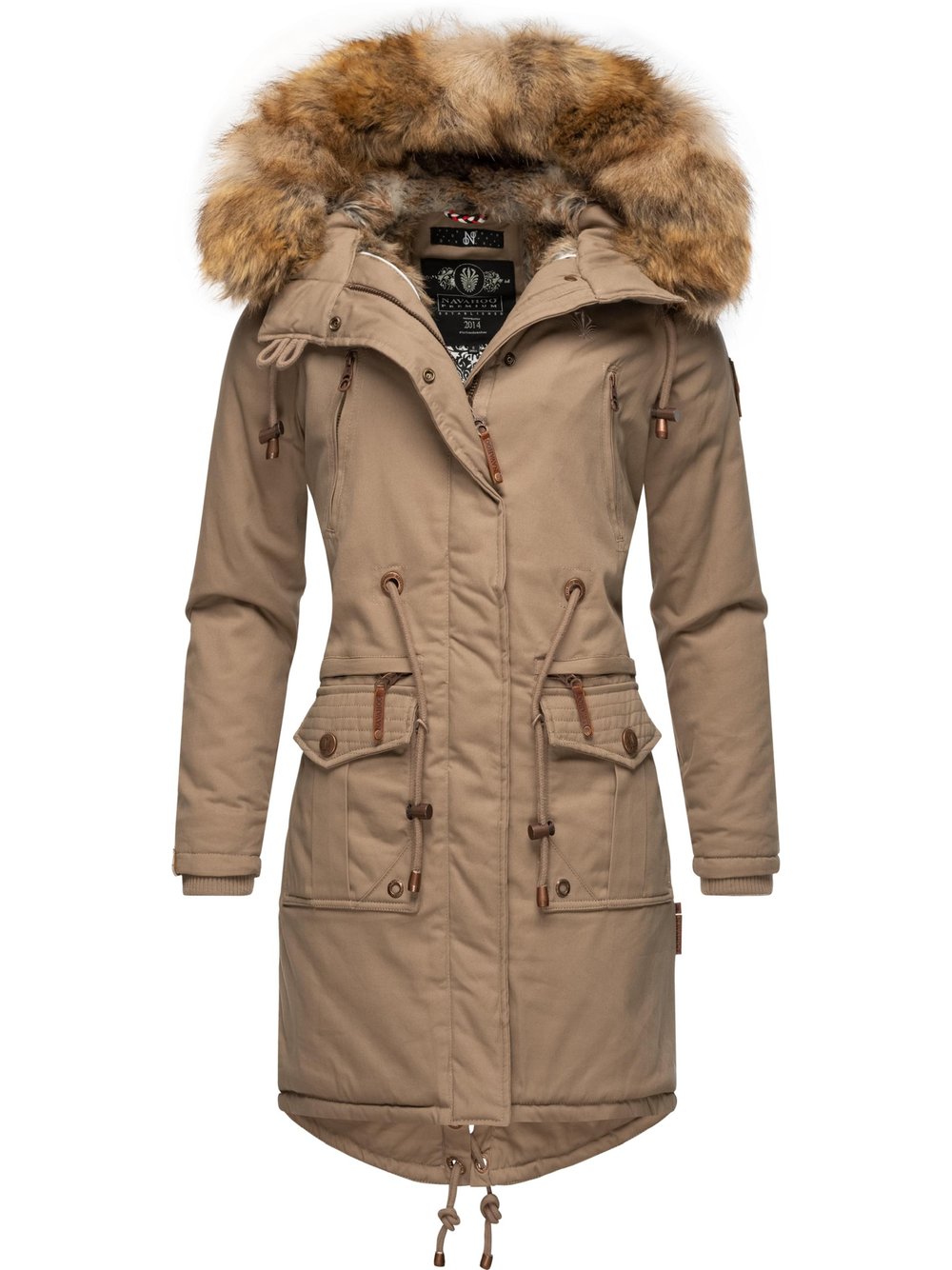 Navahoo Wintermantel Damen Baumwolle braun, XL