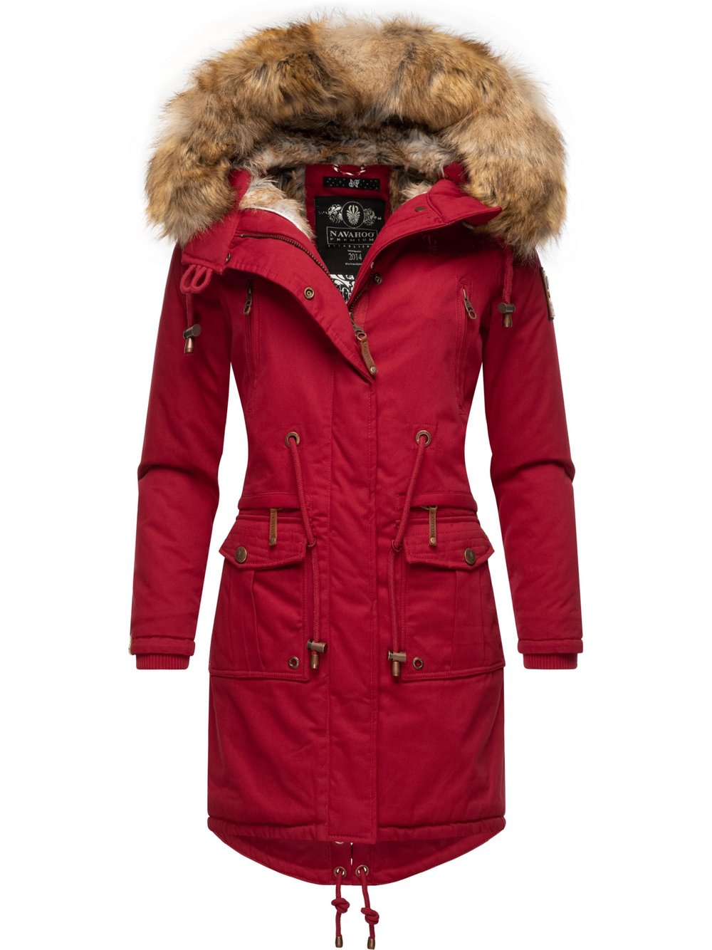 Navahoo Wintermantel Damen Baumwolle rot, XL