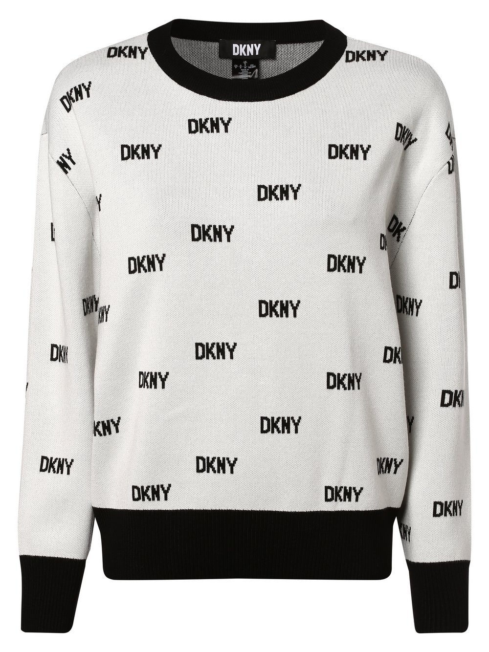 DKNY - Sweter damski, czarny|biały