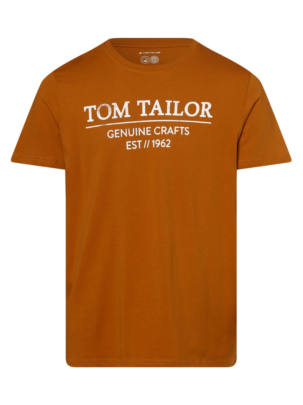 Tom Tailor - T-shirt męski, brązowy|pomarańczowy