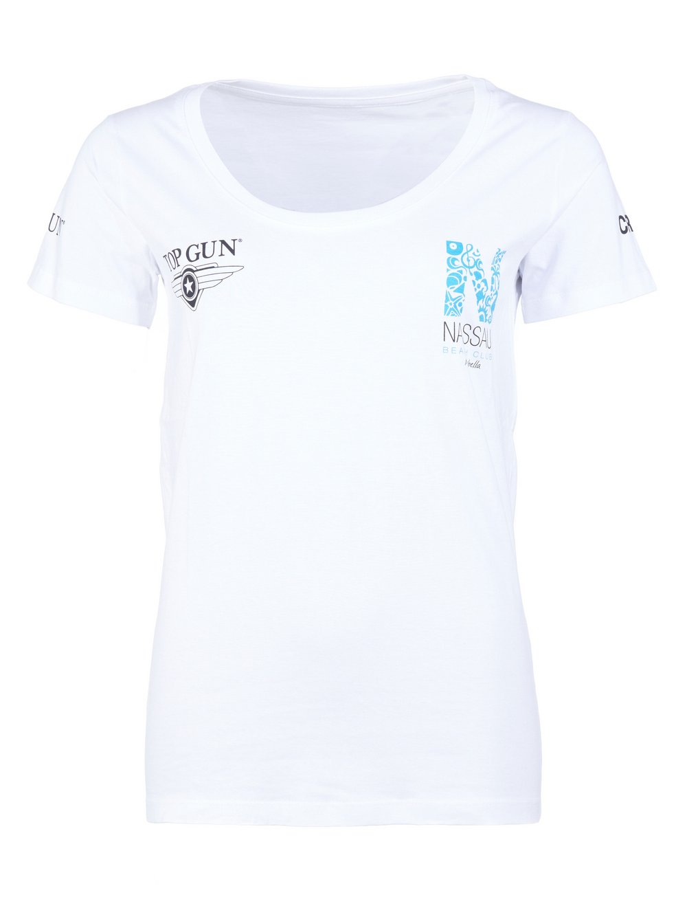 Topgun Shirt Damen Baumwolle weiß bedruckt, XS