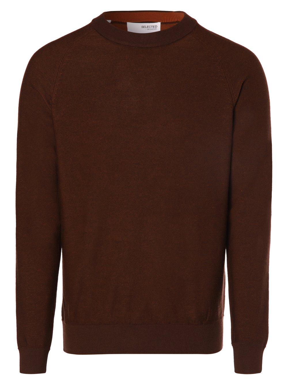 Selected - Sweter męski z dodatkiem wełny merino – SLHMesa, brązowy