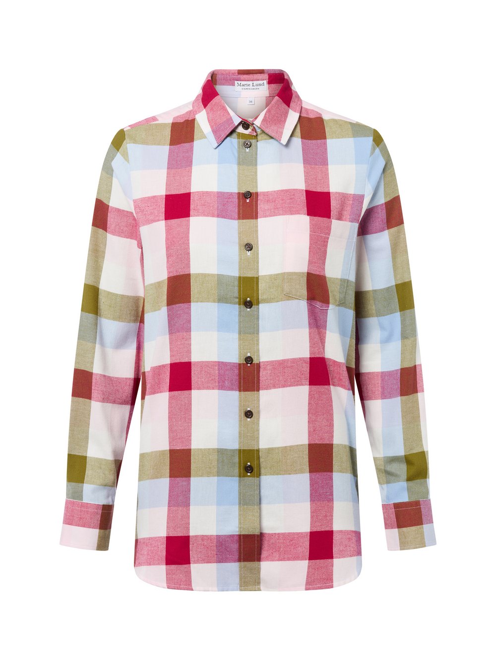 Marie Lund Bluse Damen Regular Fit Baumwolle mehrfarbig kariert, 46