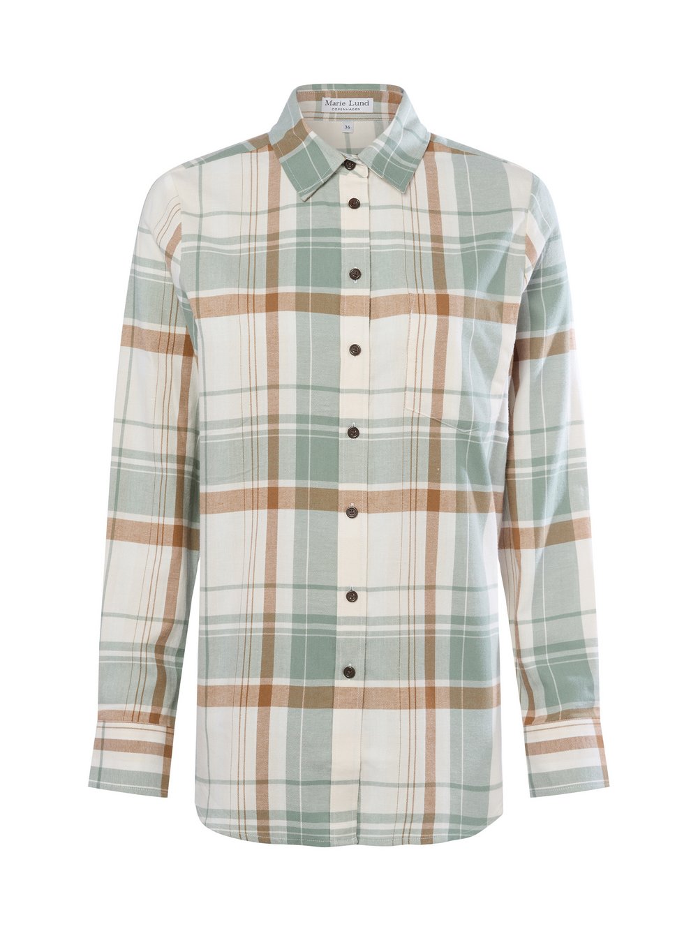 Marie Lund Hemdbluse Damen Regular Fit Baumwolle grün kariert, 36