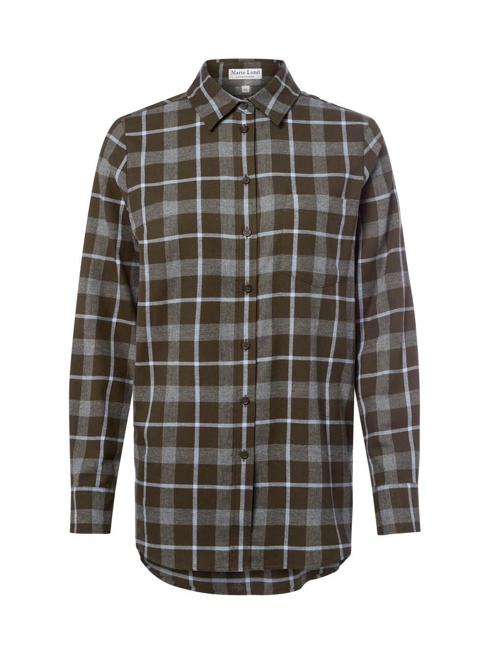 Marie Lund Hemdbluse Damen Regular Fit Baumwolle grün kariert, 38