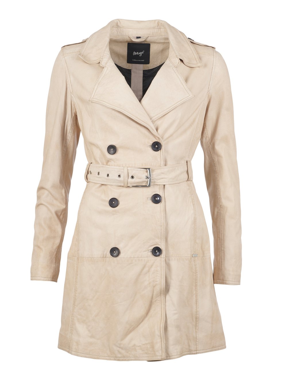 Maze Mantel Damen Leder beige, S