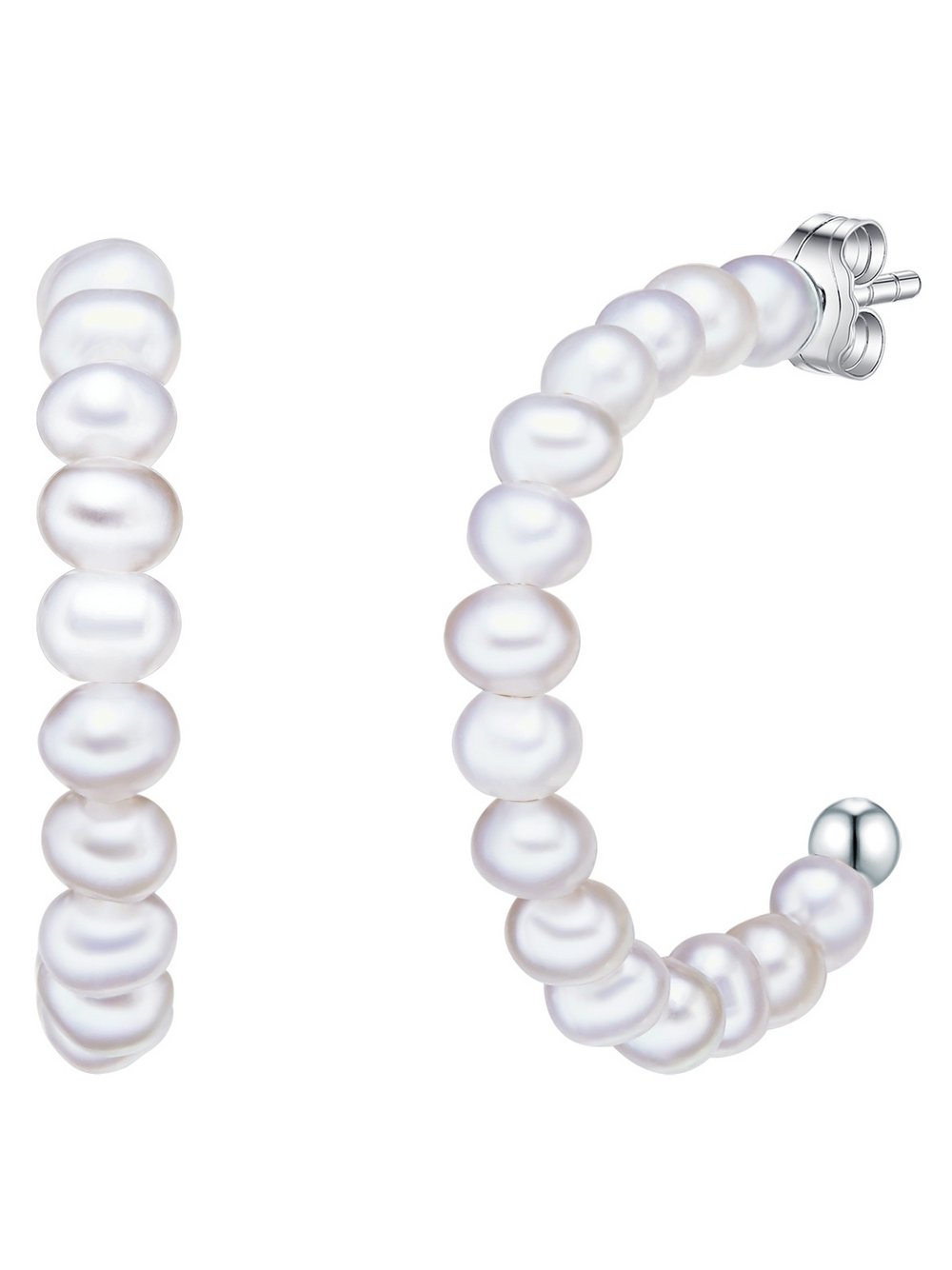 Valero Pearls Perlen-Creolen Damen weiß, ONE SIZE