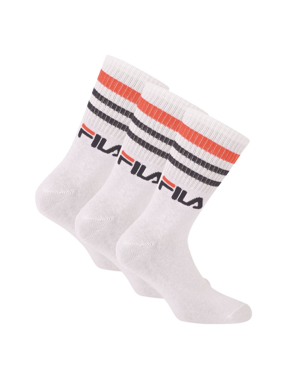 FILA Socken 3er Pack Damen Baumwolle weiß gestreift, 43-46