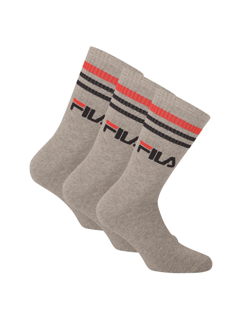 FILA Socken 3er Pack Damen Baumwolle grau gestreift, 43-46