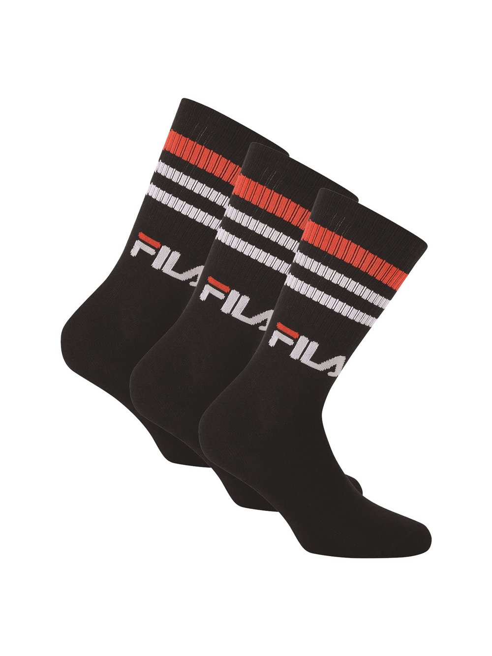 FILA Socken 3er Pack Damen Baumwolle schwarz gestreift, 39-42