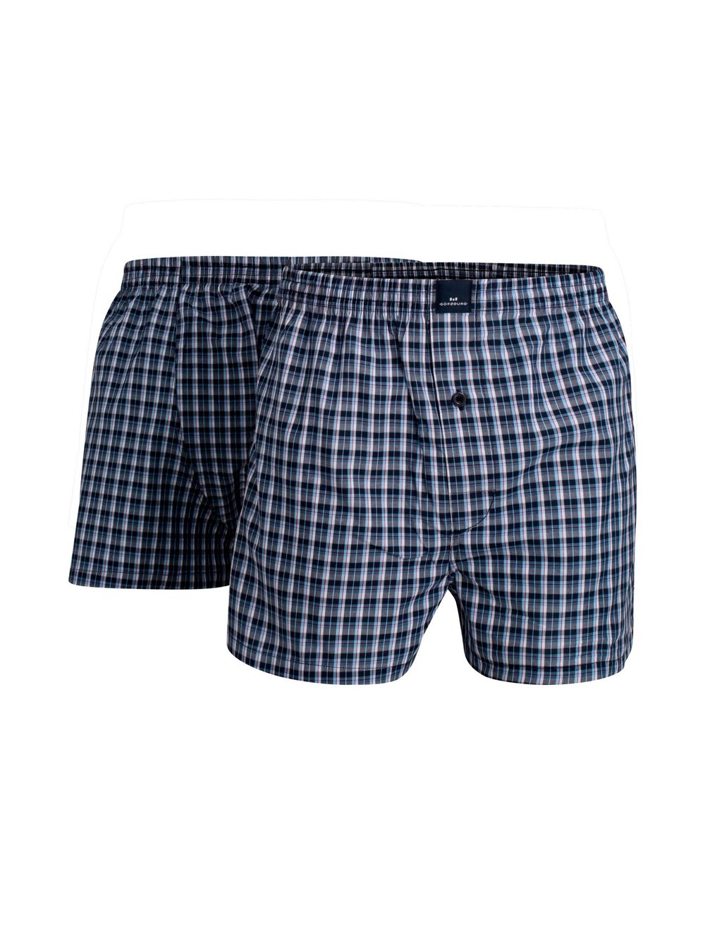 GÖTZBURG Web-Boxershorts 2er Pack Herren Baumwolle blau kariert, XXL