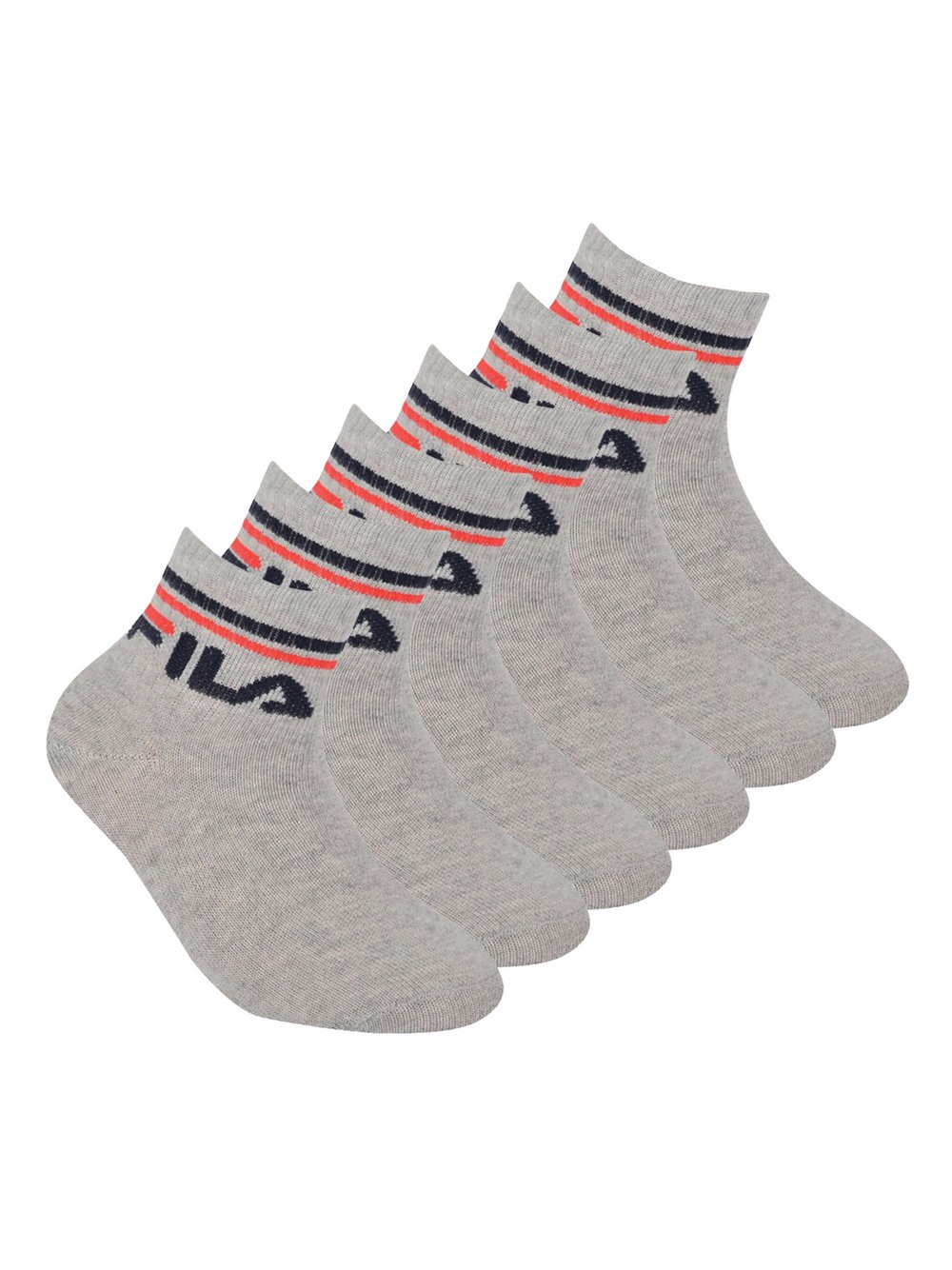 FILA Socken 6er Pack Kinder Baumwolle grau, 31-34