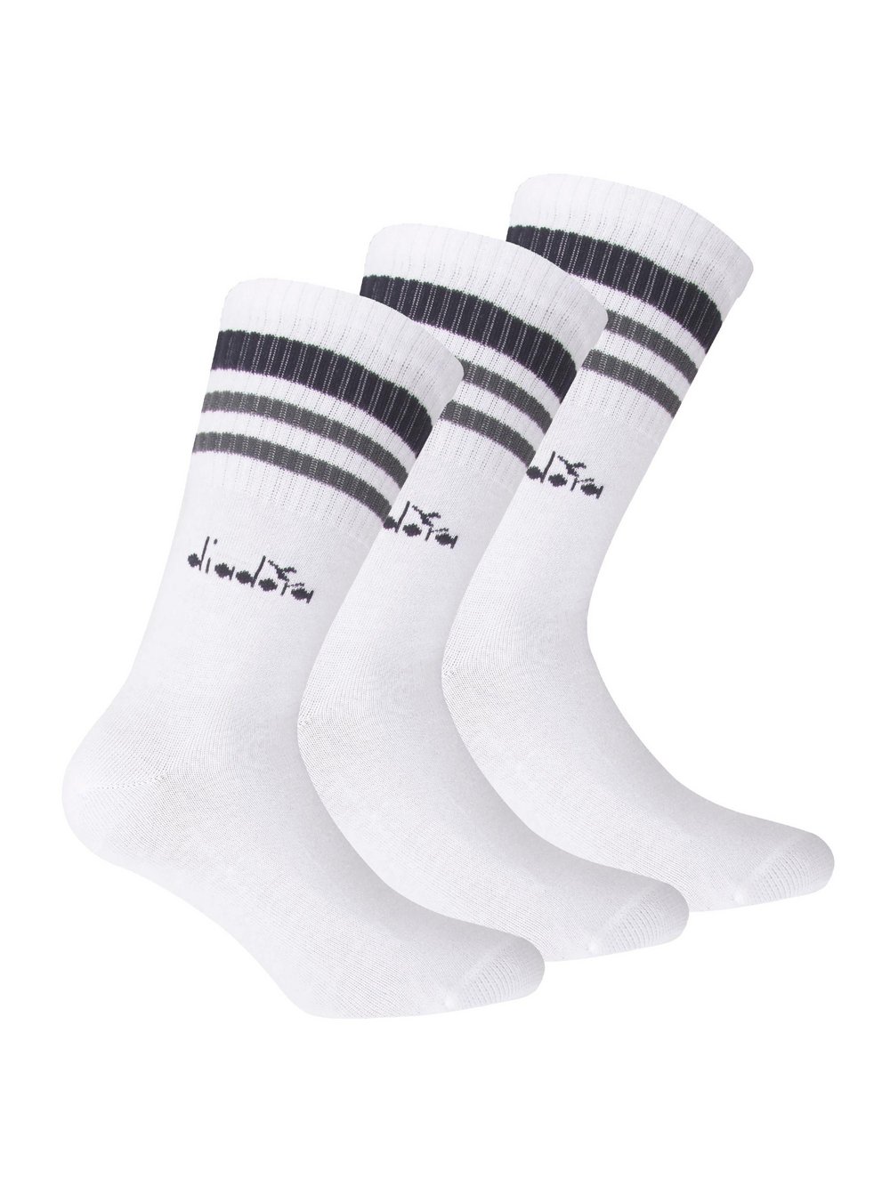 Diadora Socken 3er Pack Damen Baumwolle weiß gemustert, 43-46