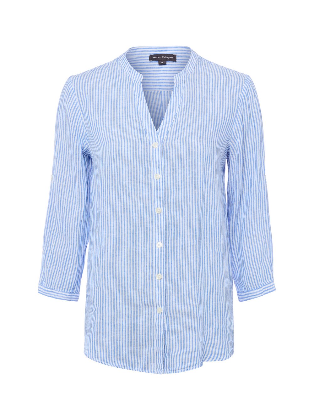 Franco Callegari Leinenbluse Damen blau gestreift, 46