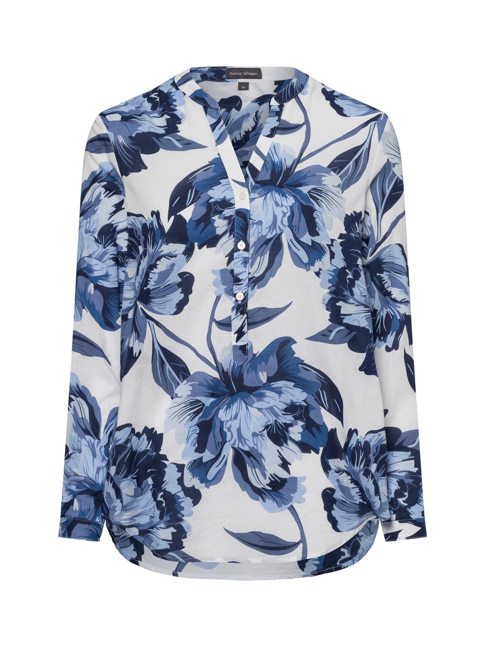 Franco Callegari Bluse Damen Baumwolle blau gemustert, 38