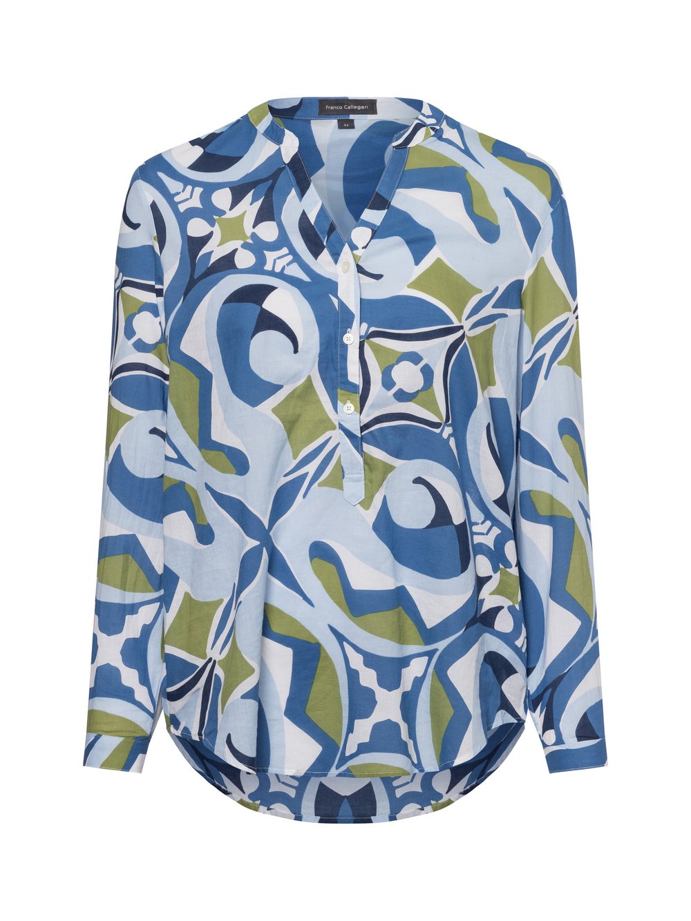 Franco Callegari Bluse Damen Baumwolle blau gemustert, 38