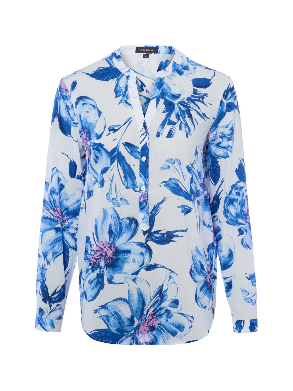 Franco Callegari Bluse Damen Baumwolle blau gemustert, 40