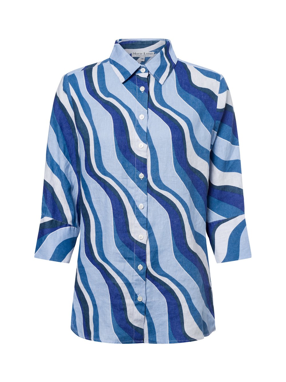 Marie Lund Leinenbluse Damen blau gemustert, 48