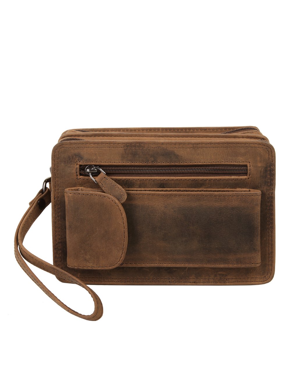 Thumbnail - BAGAN Handgelenk Tasche Herren Leder braun, ONE SIZE