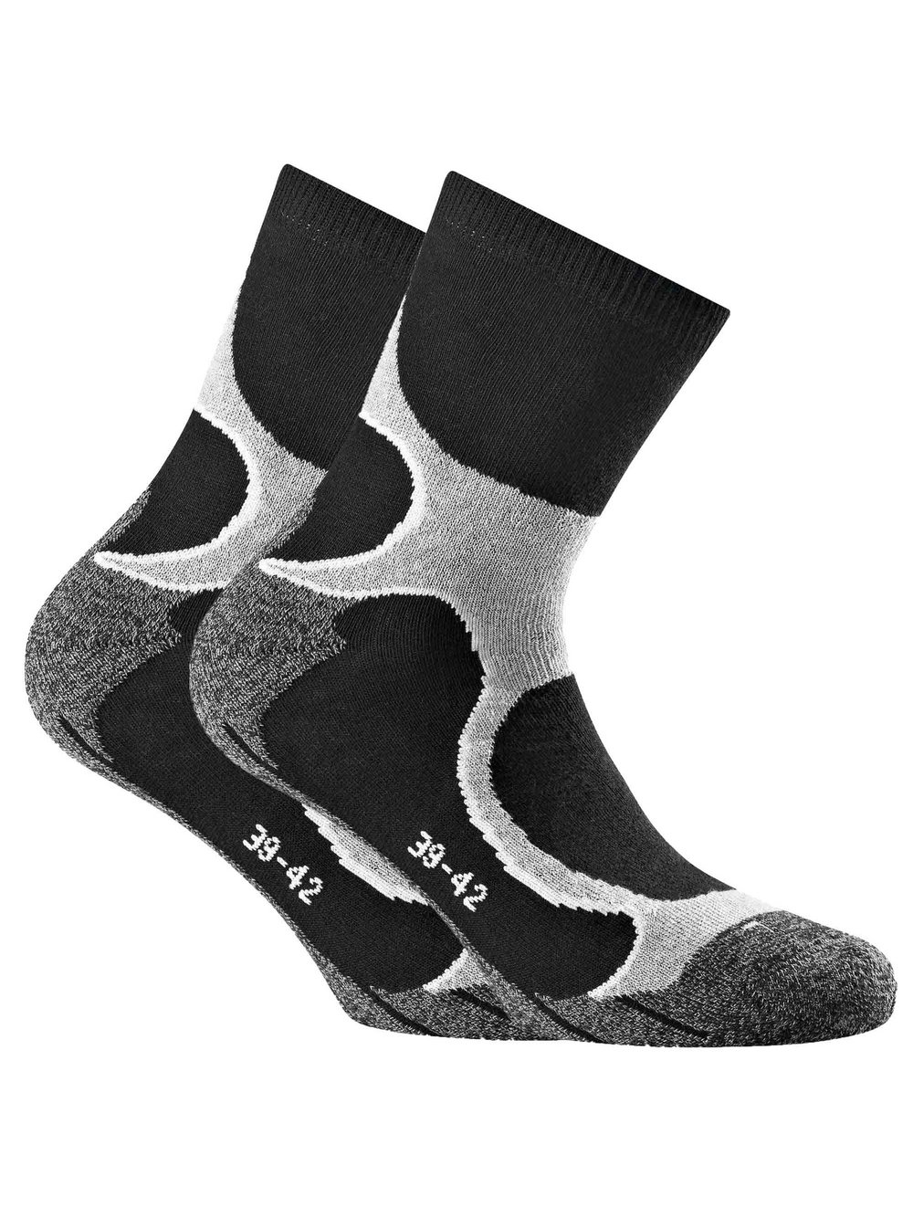 Rohner Socken 2er Pack Damen Baumwolle grau gemustert, 35-38