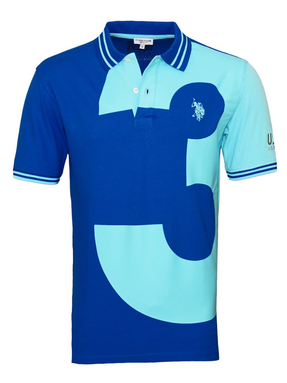 U.S. Polo Assn. Poloshirt Herren Baumwolle blau bedruckt, XXXL