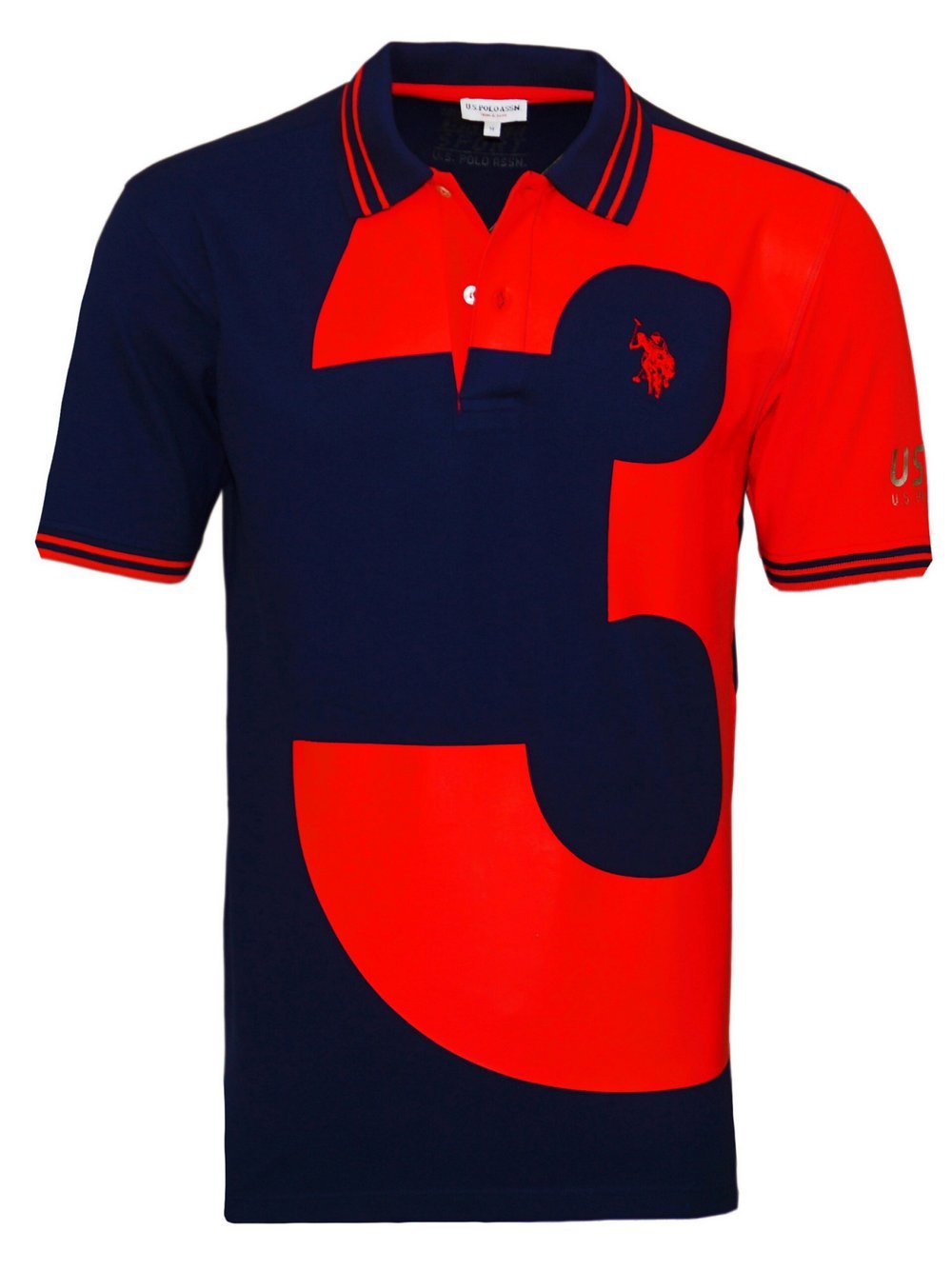 U.S. Polo Assn. Poloshirt Herren Baumwolle blau bedruckt, L