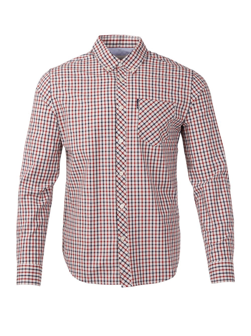 Ben Sherman Hemd Herren Regular Fit Baumwolle rot kariert, S