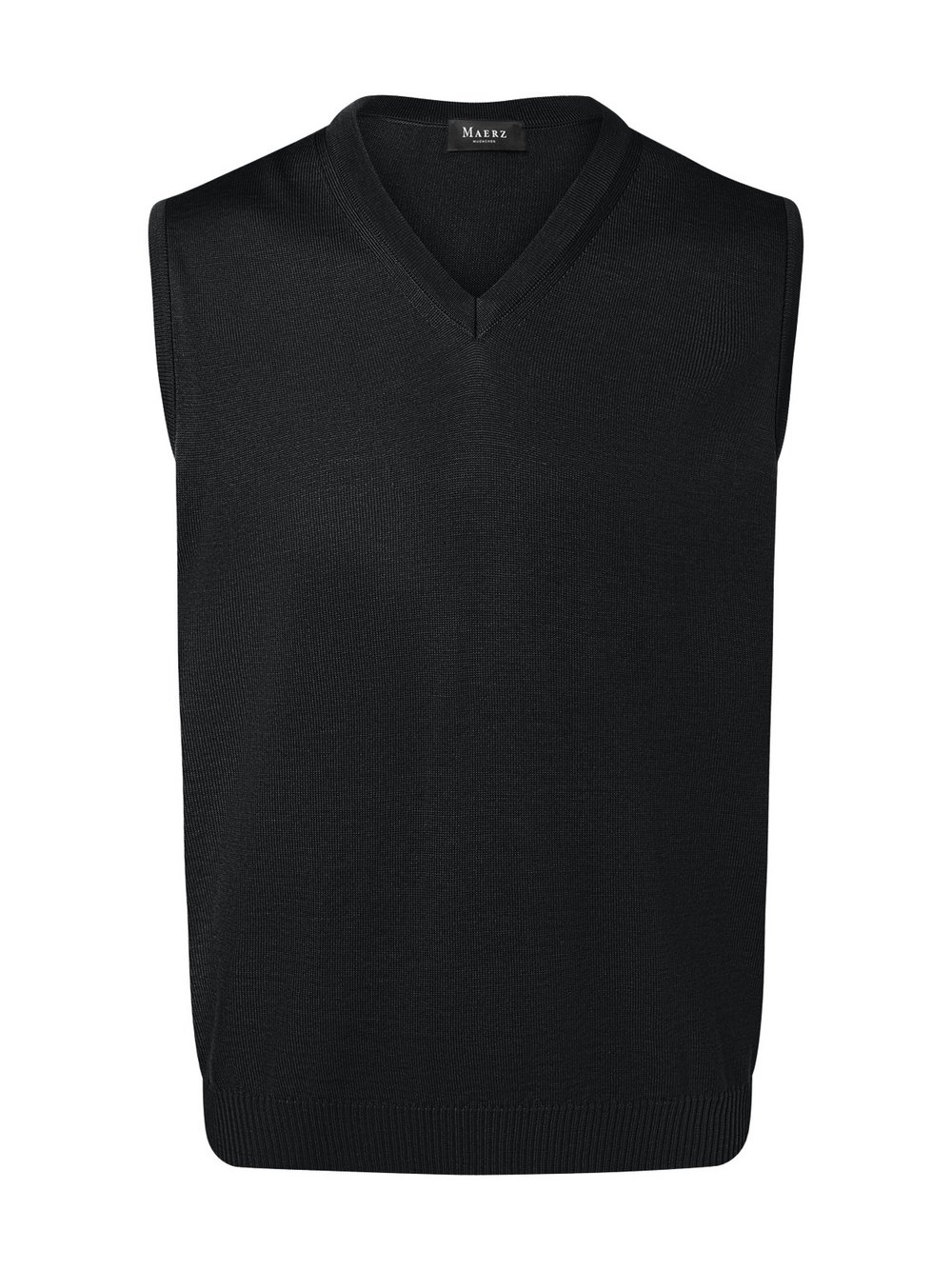 MAERZ Pullunder aus Merinowolle Herren Schurwolle schwarz, 56