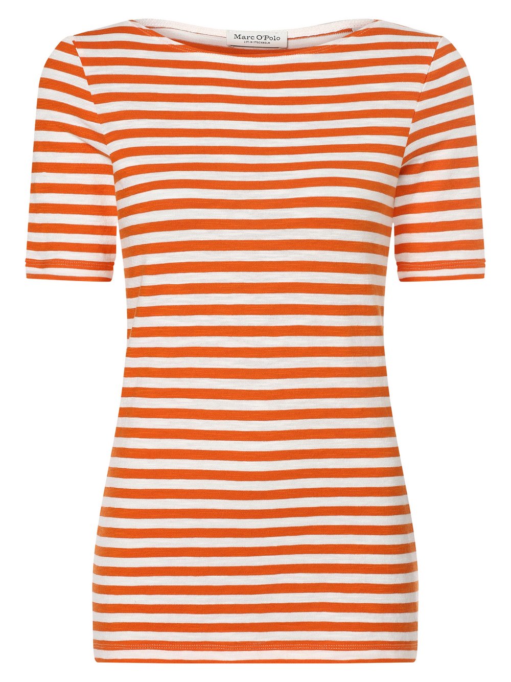 Marc O'Polo T-shirt damski Kobiety Bawełna pomarańczowy|biały w paski, XL