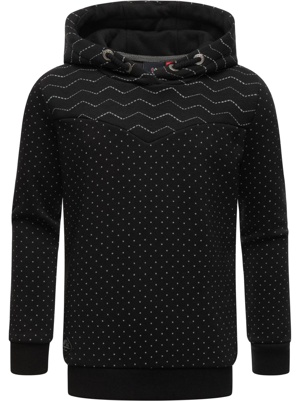 Ragwear Kapuzensweatshirt Mädchen Baumwolle schwarz gepunktet, 128