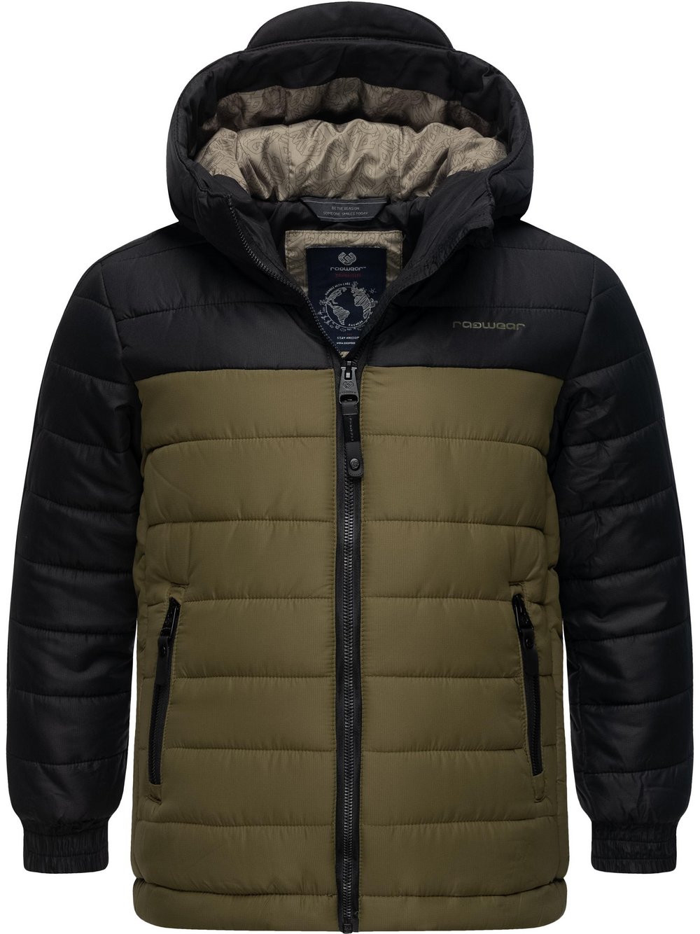 Ragwear Winterjacke Jungen schwarz gestreift, 164