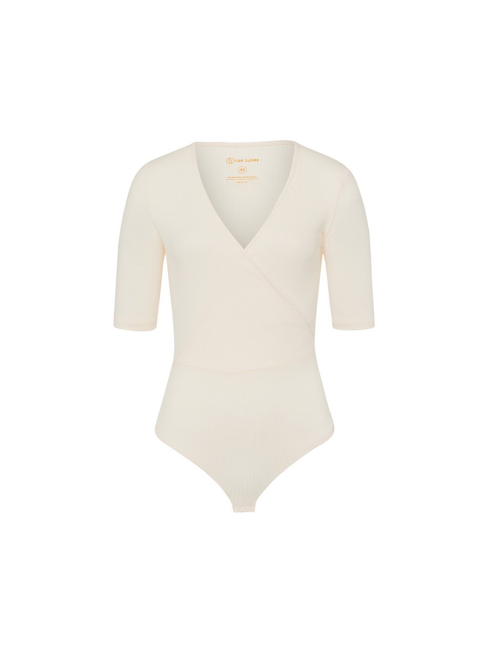 Les Lunes Body mit 3/4-Arm in Wickeloptik Damen Viskose beige, XL