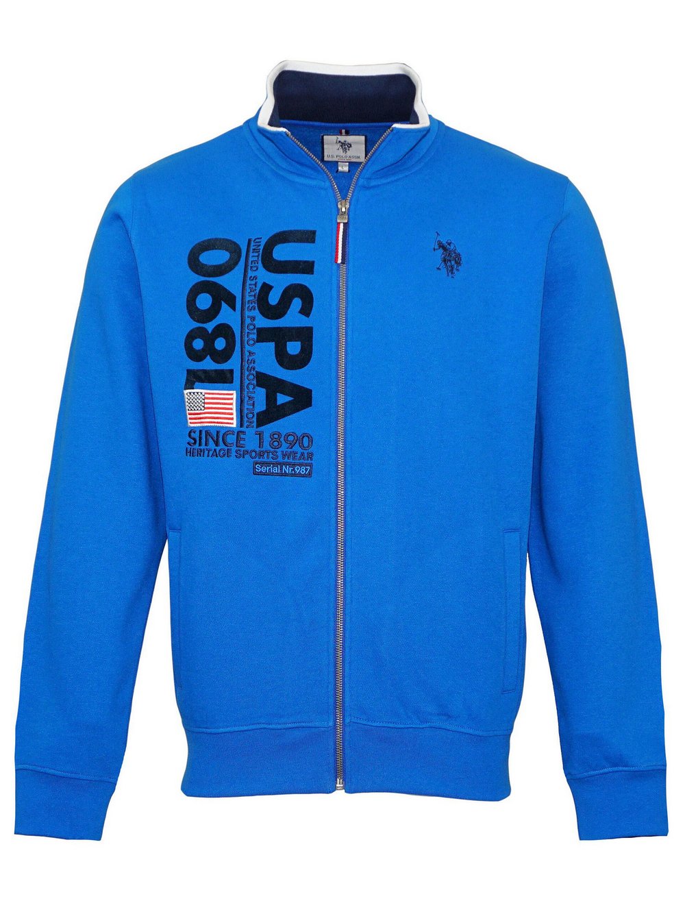 U.S. Polo Assn. Sweatjacke Herren Baumwolle blau bedruckt, XXXL