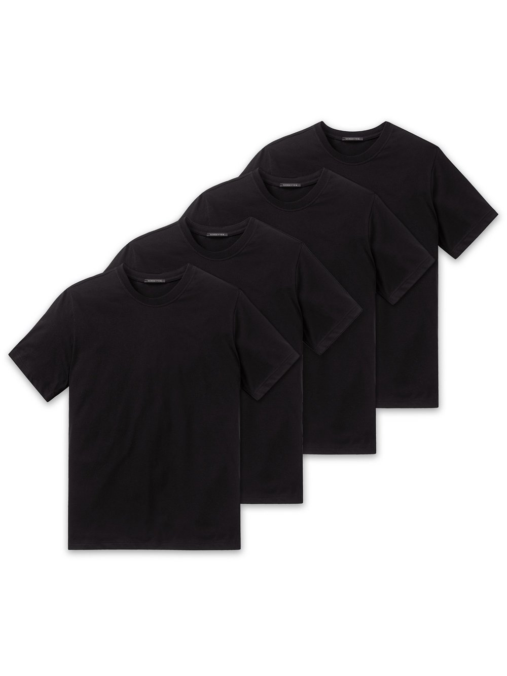 Schiesser T-Shirt 4er Pack Herren Baumwolle schwarz, XL