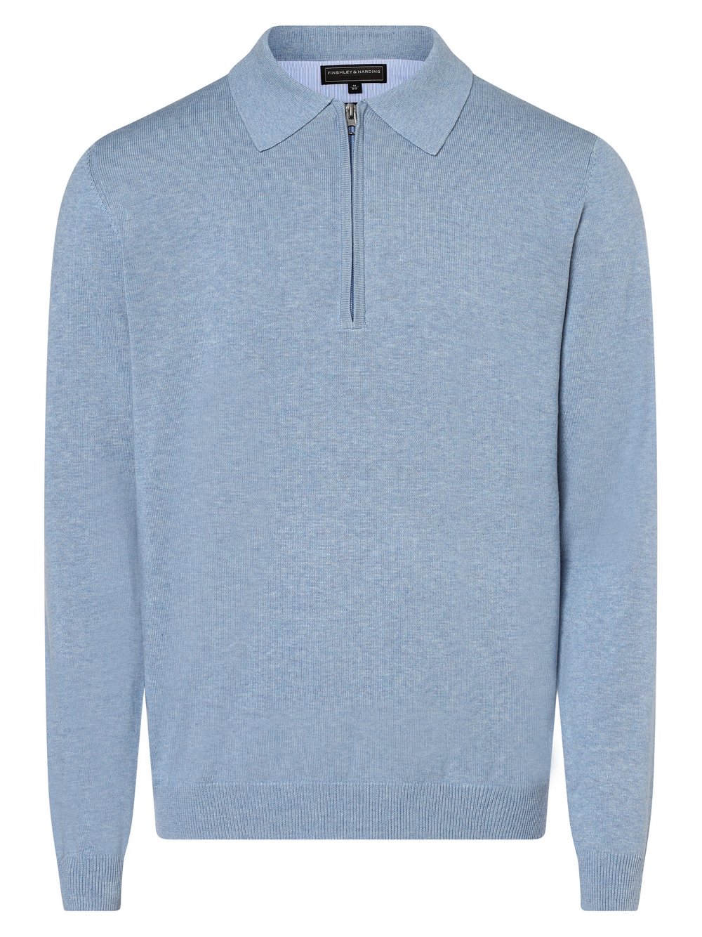 Finshley & Harding Pullover mit Cashmere-Anteil Herren Baumwolle blau meliert, XXXL