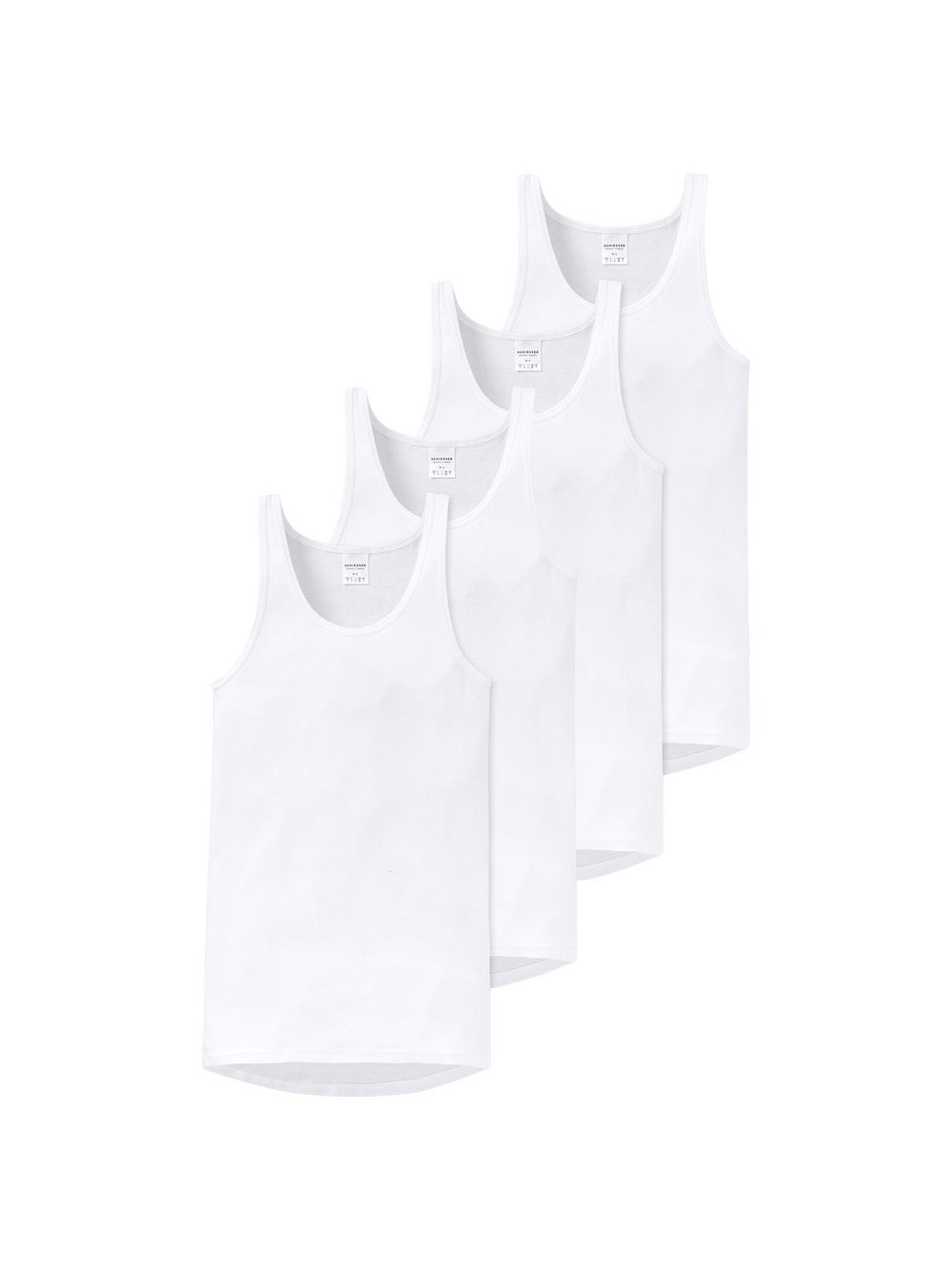 Thumbnail - Schiesser Unterhemd 4er Pack Herren Baumwolle weiß, L