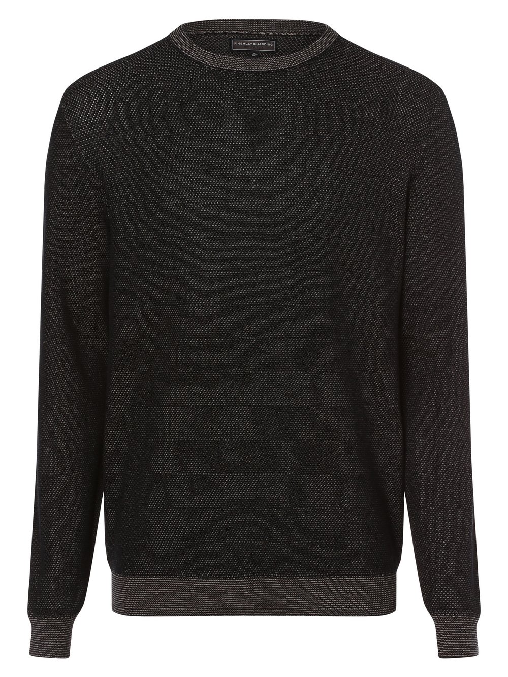 Finshley & Harding Pullover mit Cashmere-Anteil Herren Baumwolle schwarz strukturiert, L