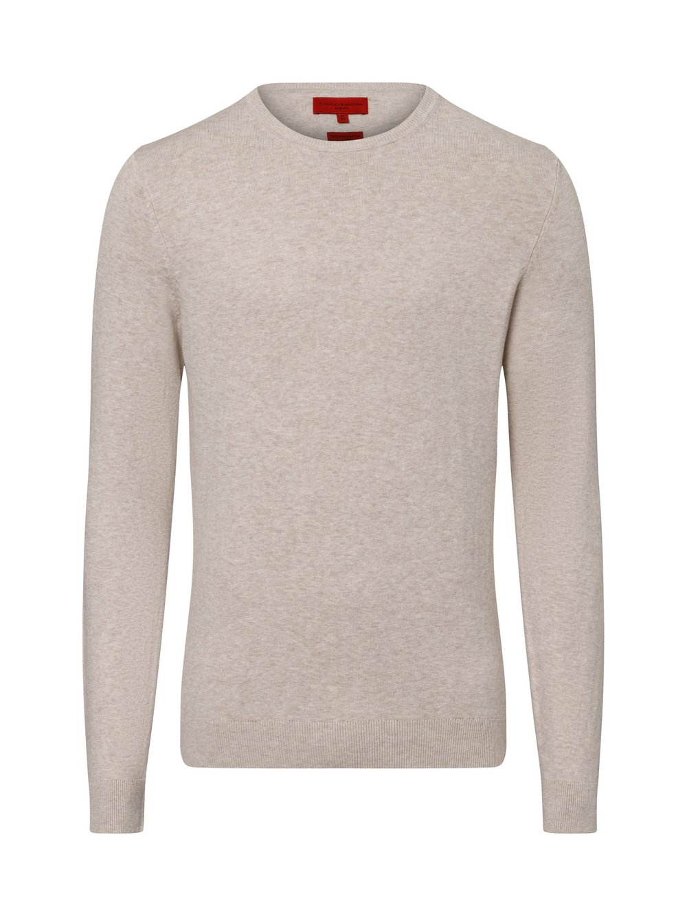 Finshley & Harding Pullover Herren Baumwolle beige meliert, XXL