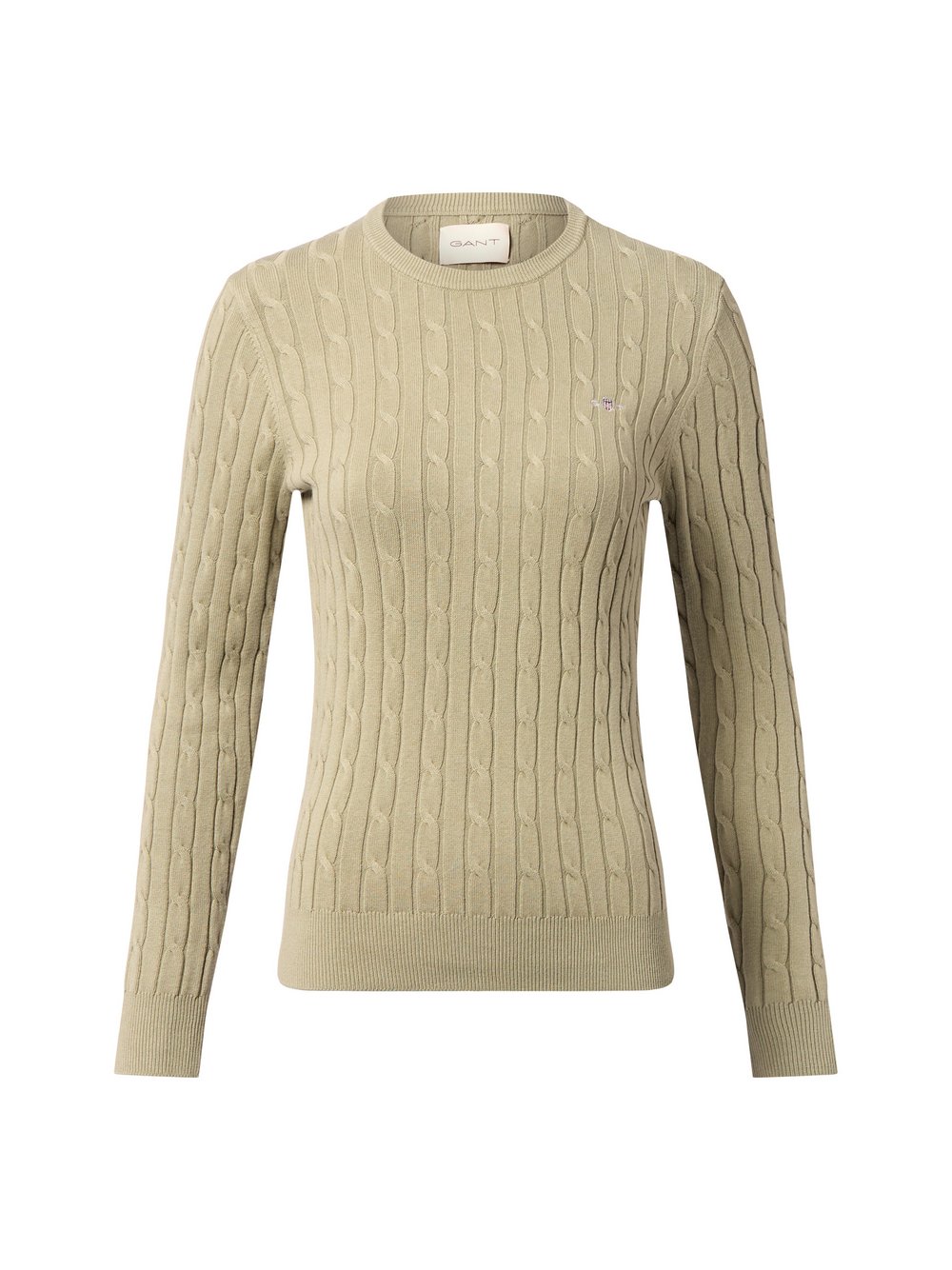 Thumbnail - Gant Pullover Damen Baumwolle grün strukturiert, S