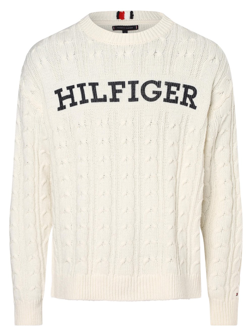 Tommy Hilfiger Pullover Herren Wolle weiß bedruckt, XL